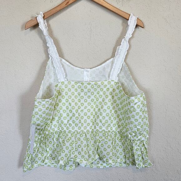 Modcloth Darling for the Prairie Peplum Tank Top White Green Floral Plus Size 1x - Picture 2 of 9